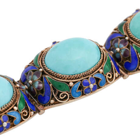 Bracelet with turquoise sabochons, - Foto 4