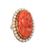 Ring with coral cameo "Portrait of a lady", - Foto 1