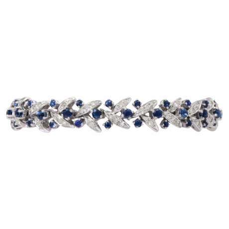 Bracelet with sapphires and diamonds total approx. 1 ct, - Foto 1