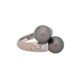 Ring with 2 Tahitian pearls and 6 diamonds total ca. 0,5 ct, - photo 1