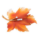 Brooch "Leaf" made of agate with 4 diamonds together ca. 0,1 ct, - Foto 1