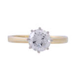 Solitaire ring with diamond of approx. 1.3 ct (engraved), - фото 2