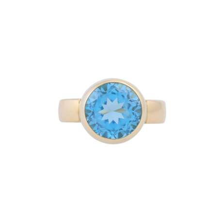 Ring with round faceted blue topaz 12 mm, - фото 2