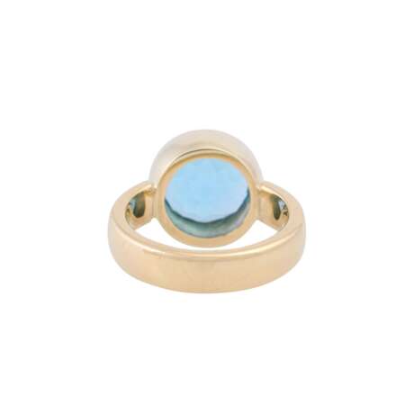 Ring with round faceted blue topaz 12 mm, - фото 4