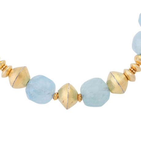 Necklace of faceted aquamarine beads - фото 2