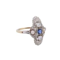 Art Deco ring with 2 diamonds total approx. 0.2 ct,