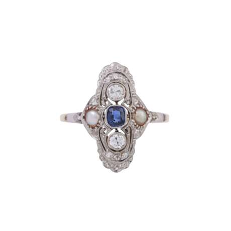 Art Deco ring with 2 diamonds total approx. 0.2 ct, - Foto 2