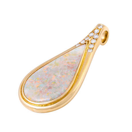 Pendant with very fine precious opal and diamonds total ca. 0,45 ct, - photo 3
