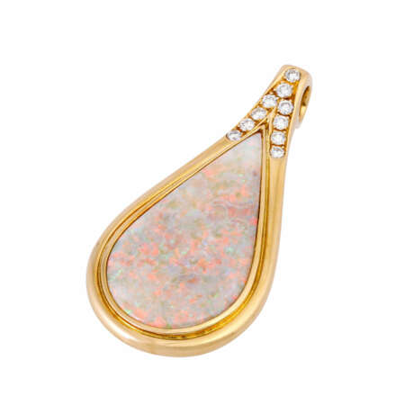 Pendant with very fine precious opal and diamonds total ca. 0,45 ct, - Foto 4