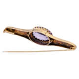Brooch with fine amethyst surrounded by seed pearls, - photo 2