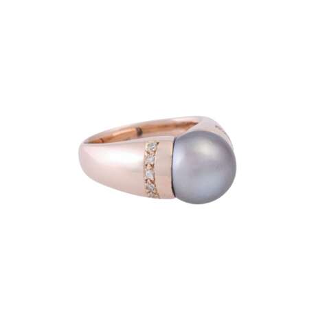 Ring with large Tahitian pearl and diamonds total approx. 0.1 ct, - фото 1