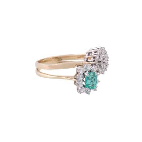 Ring made of 2 soldered together rings with diamonds together ca. 0,58 ct, - photo 1