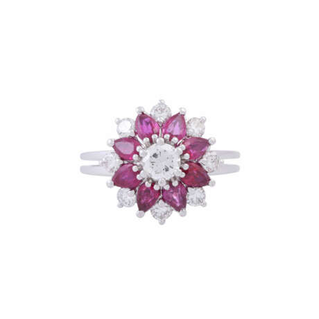 Ring with rubies and diamonds total ca. 0,70 ct, - photo 2