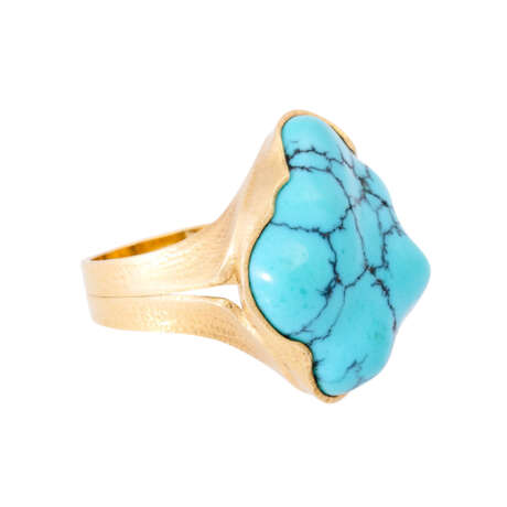 Ring with turquoise matrix in baroque shape, - photo 1