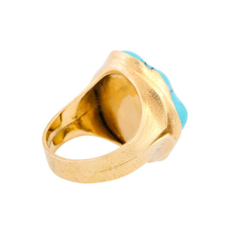 Ring with turquoise matrix in baroque shape, - photo 3