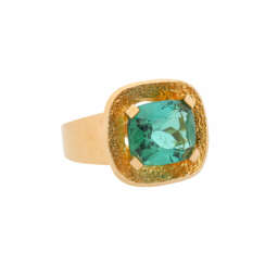 Ring with fine tourmaline about 4.5 ct, beautiful mint green color,