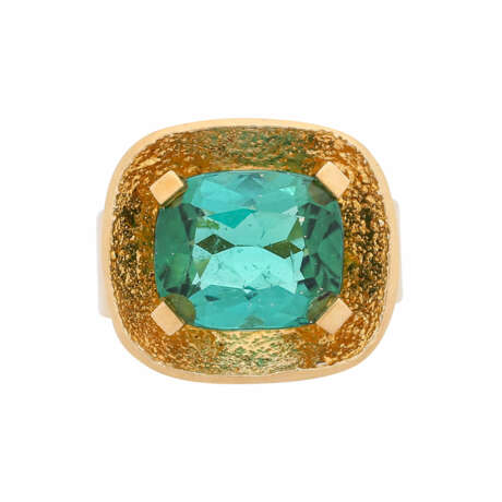 Ring with fine tourmaline about 4.5 ct, beautiful mint green color, - photo 2