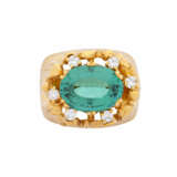 Ring with fine mint green tourmaline and 6 diamonds total ca. 0,18 ct, - photo 2