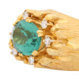 Ring with fine mint green tourmaline and 6 diamonds total ca. 0,18 ct, - Foto 4