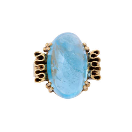 Ring with oval aquamarine cabochon ca. 17 ct, - photo 3