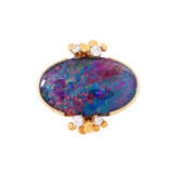 Ring with oval opal triplet and 4 diamonds total ca. 0,18 ct, - Foto 2