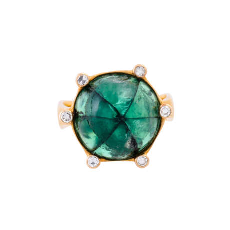 Ring with round trapiche emerald and 6 octagonal diamonds - photo 3