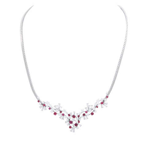 Necklace with rubies comp. ca. 2,8 ct and diamonds comp. ca. 5 ct, - фото 1