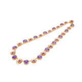 Necklace "Blossoms" in light size gradient with amethysts, - фото 3