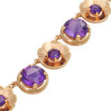 Necklace "Blossoms" in light size gradient with amethysts, - фото 4