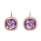 Jewelry set ring and earrings with amethysts - photo 2