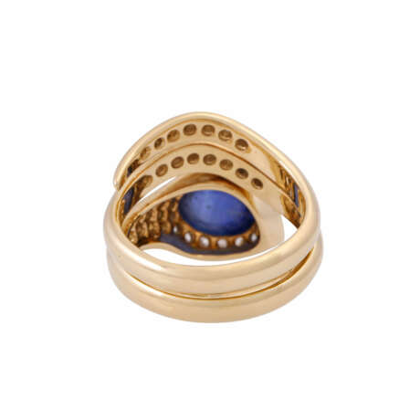 Ring with sapphire cabochon and diamonds - фото 4