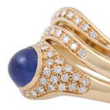 Ring with sapphire cabochon and diamonds - photo 5