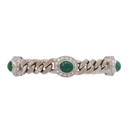 Bracelet with 5 emerald cabochons and diamonds - photo 1