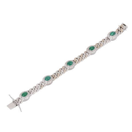 Bracelet with 5 emerald cabochons and diamonds - Foto 3