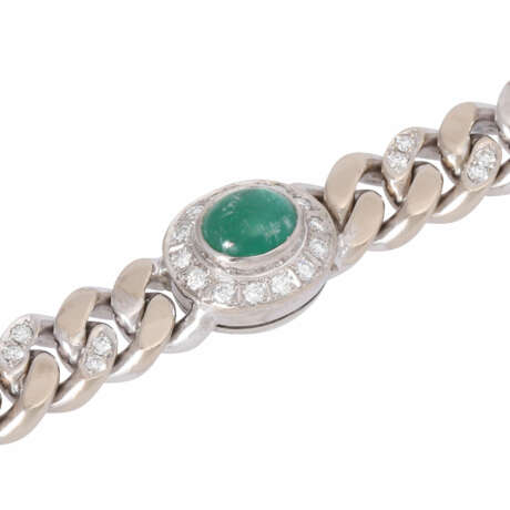 Bracelet with 5 emerald cabochons and diamonds - photo 4
