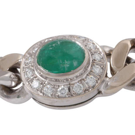 Bracelet with 5 emerald cabochons and diamonds - photo 5