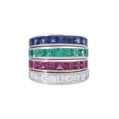 Set of 4 rings with precious stones: