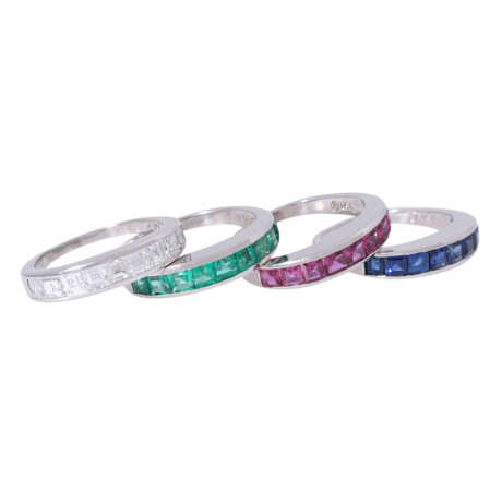 Set of 4 rings with precious stones: - photo 2