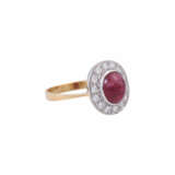 Ring with ruby cabochon and diamonds - фото 1