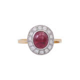 Ring with ruby cabochon and diamonds - фото 2
