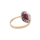 Ring with ruby cabochon and diamonds - фото 3
