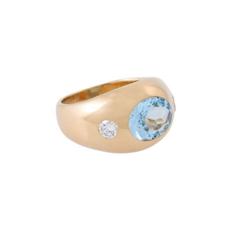 Ring with blue topaz and 2 diamonds - photo 1