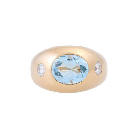 Ring with blue topaz and 2 diamonds - photo 2