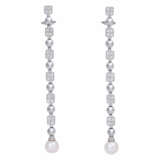 Earrings with pearls and diamonds together ca. 0,9 ct, - фото 1
