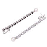 Earrings with pearls and diamonds together ca. 0,9 ct, - photo 4