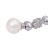 Earrings with pearls and diamonds together ca. 0,9 ct, - photo 5
