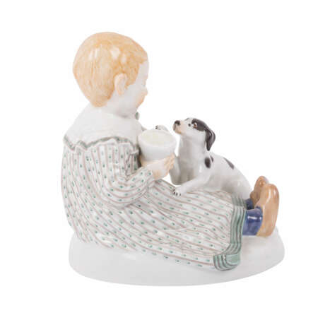 MEISSEN "Sitting child with dog and milk cup". - Foto 2