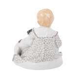 MEISSEN "Sitting child with dog and milk cup". - photo 3