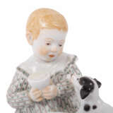 MEISSEN "Sitting child with dog and milk cup". - Foto 7