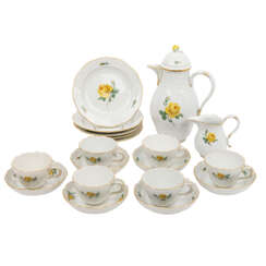 MEISSEN, Coffee service for 6 persons "Neumarseille Yellow Rose decor" 20.c.